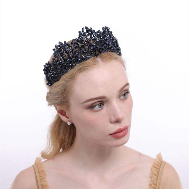 Elegant luxury handmade colorful crystal women crown
