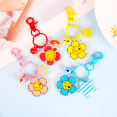 Cute colorful acrylic double side flower keychain