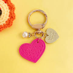 Creative colorful leather heart keychain