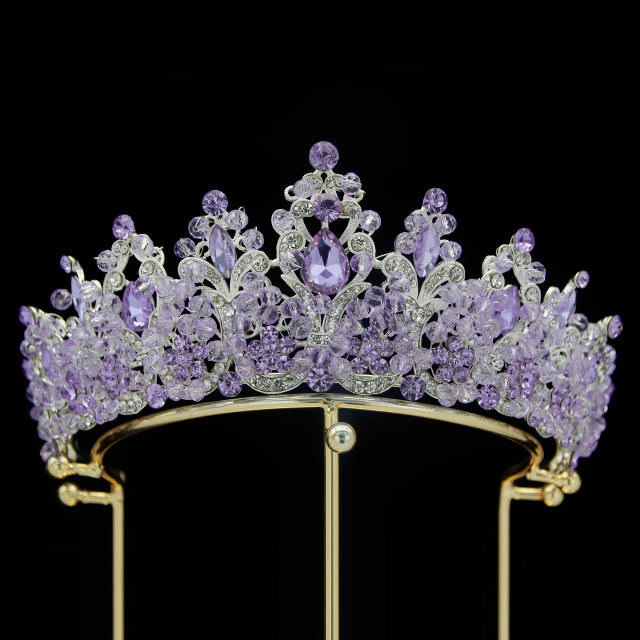 Baroque colorful crystal women crown