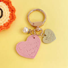 Creative colorful leather heart keychain