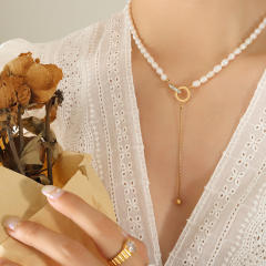 Luxury water pearl beaded choker necklace