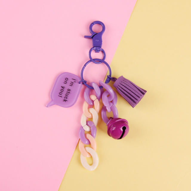 Creative colorful acrylic chain bell keychain