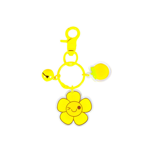 Cute colorful acrylic double side flower keychain