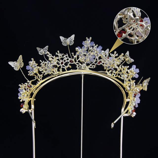Eleagnt handmade color cubic zircon butterfly crown