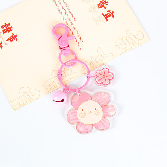 Cute colorful acrylic double side flower keychain