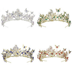 Eleagnt handmade color cubic zircon butterfly crown