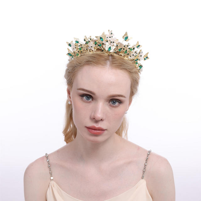 Eleagnt handmade color cubic zircon butterfly crown