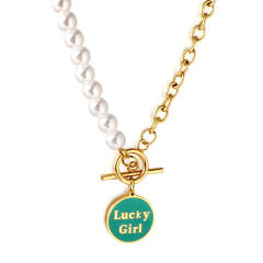 Occident fashion evil eye pendant two layer stainless steel necklace