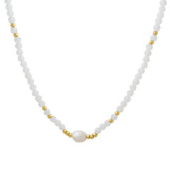 Korean fashion water pearl glass beads choker necklace