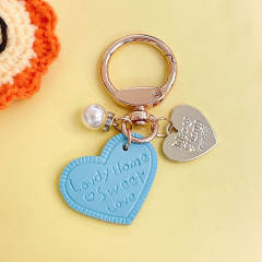 Creative colorful leather heart keychain