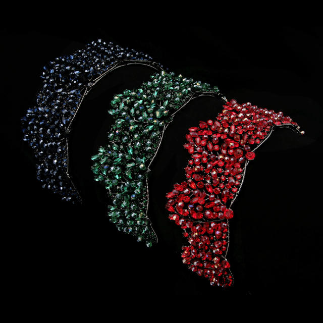 Elegant luxury handmade colorful crystal women crown