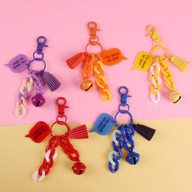 Creative colorful acrylic chain bell keychain
