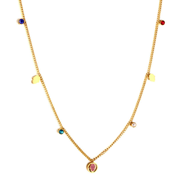 Concise stainless steel bar daisy flower necklace