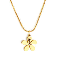 Concise stainless steel bar daisy flower necklace