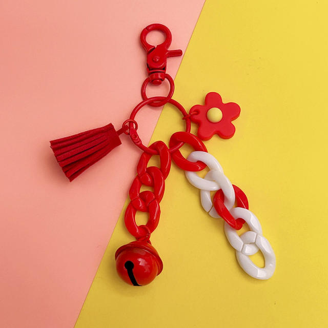 Creative colorful acrylic chain bell keychain