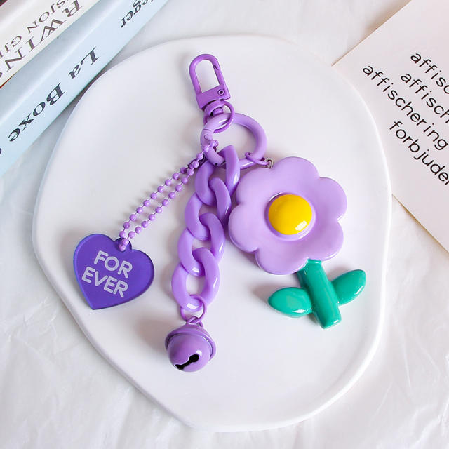 Creative candy color acrylic flower keychain