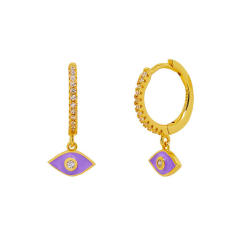 925 needle blue color enamel series copper huggie earrings