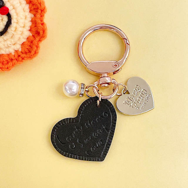Creative colorful leather heart keychain