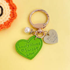 Creative colorful leather heart keychain