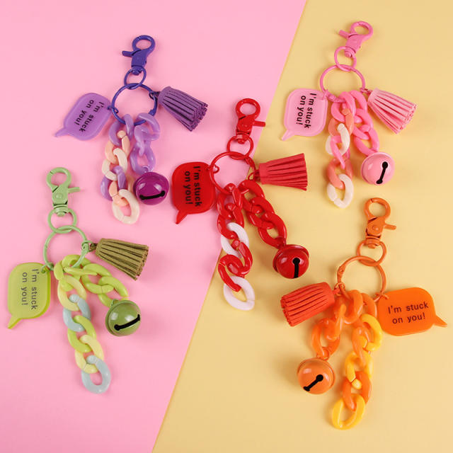 Creative colorful acrylic chain bell keychain