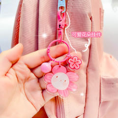 Cute colorful acrylic double side flower keychain