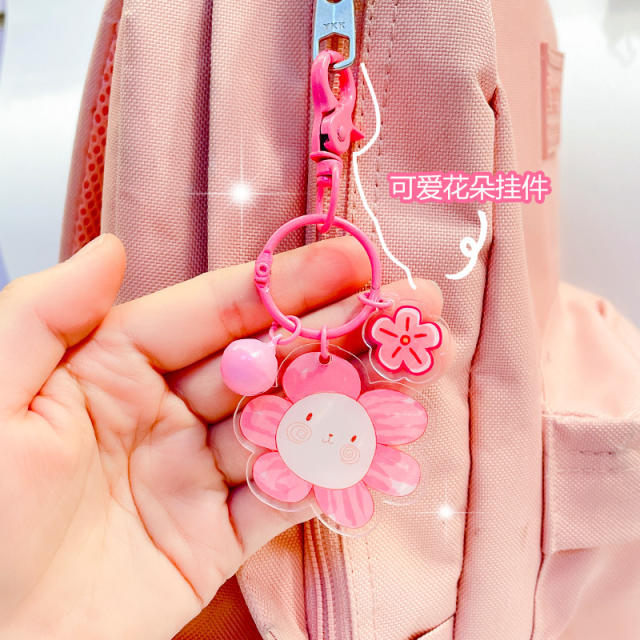 Cute colorful acrylic double side flower keychain