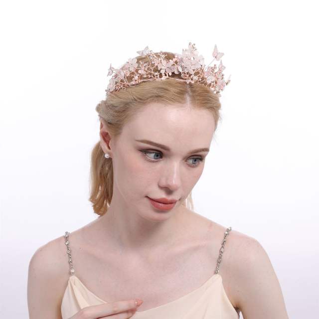Eleagnt handmade color cubic zircon butterfly crown