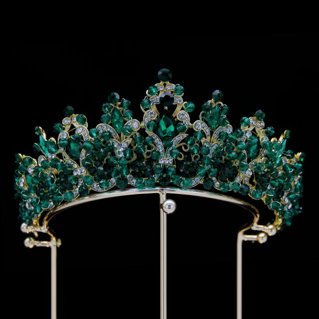 Baroque colorful crystal women crown