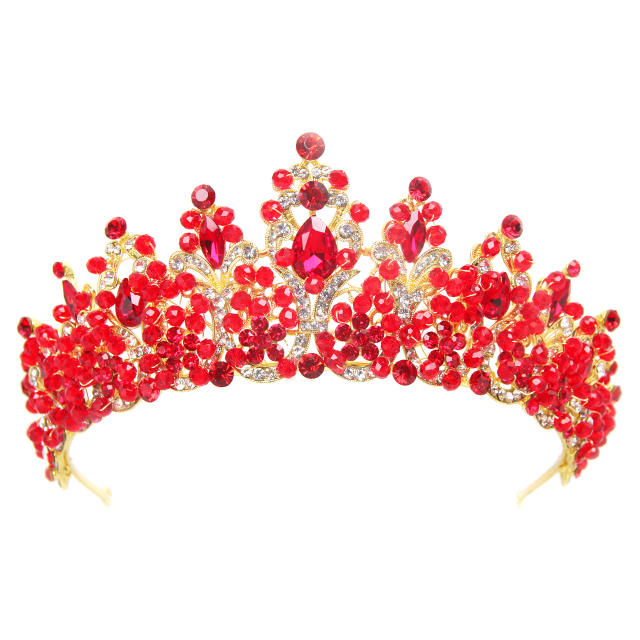 Baroque colorful crystal women crown
