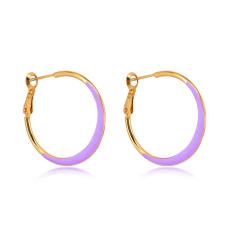 925 needle blue color enamel series copper huggie earrings