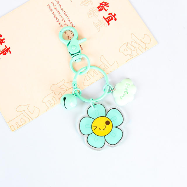Cute colorful acrylic double side flower keychain