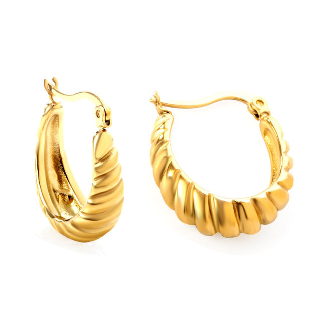Occident fashion chunky stainless steel huggie earrings