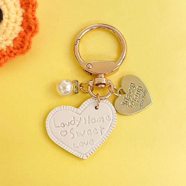 Creative colorful leather heart keychain