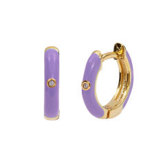 925 needle blue color enamel series copper huggie earrings