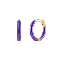925 needle blue color enamel series copper huggie earrings