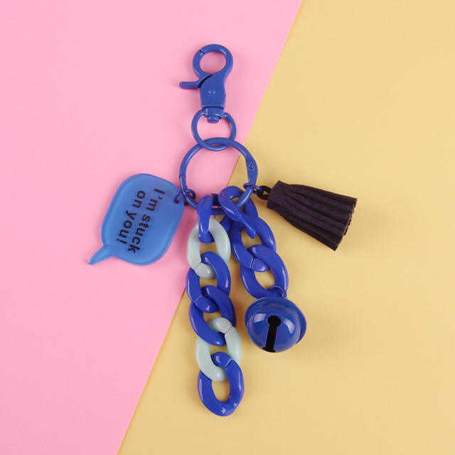 Creative colorful acrylic chain bell keychain