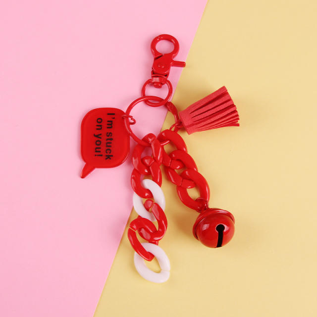 Creative colorful acrylic chain bell keychain