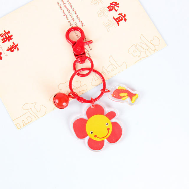 Cute colorful acrylic double side flower keychain