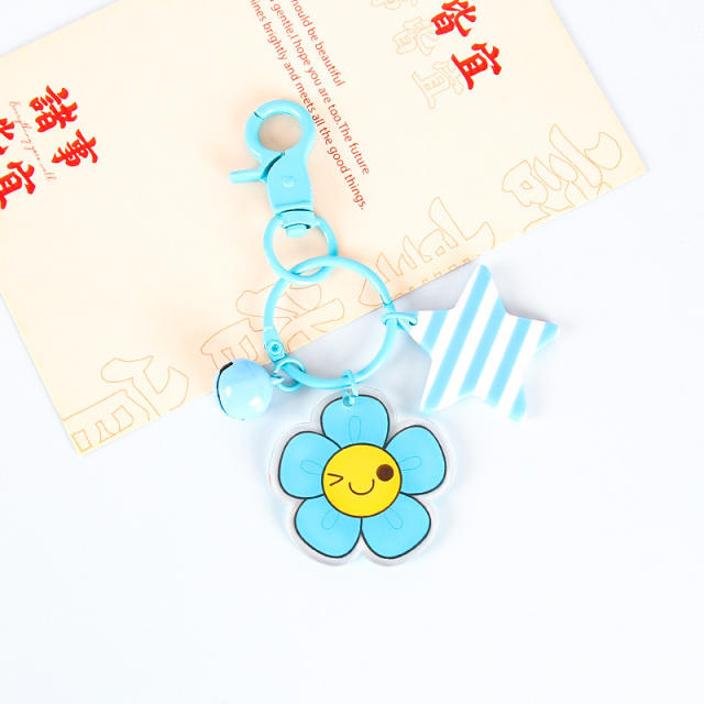 Cute colorful acrylic double side flower keychain