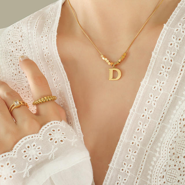 Hiphop initial letter D pendant stainless steel necklace