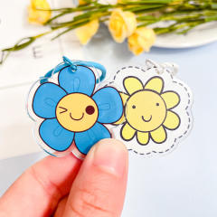 Cute colorful acrylic double side flower keychain