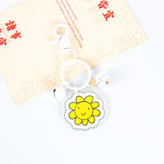 Cute colorful acrylic double side flower keychain
