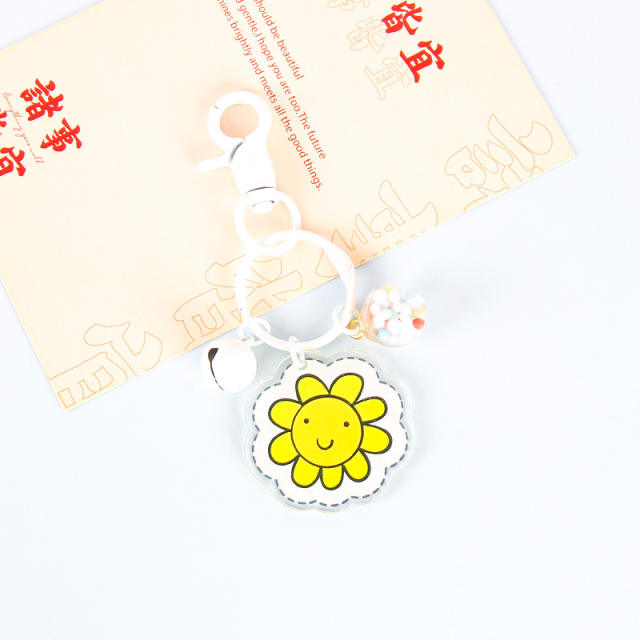 Cute colorful acrylic double side flower keychain