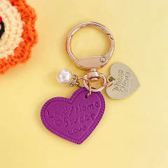 Creative colorful leather heart keychain