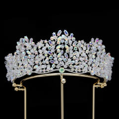 Elegant luxury handmade colorful crystal women crown