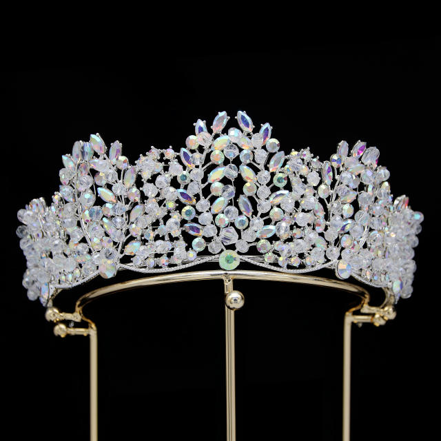 Elegant luxury handmade colorful crystal women crown