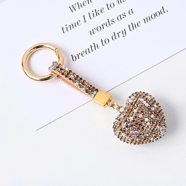 Korean fashion diamond heart women keychain