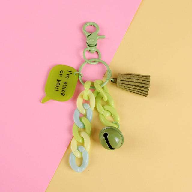 Creative colorful acrylic chain bell keychain