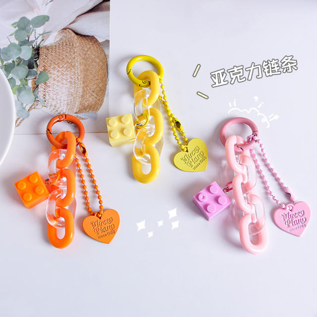 Korean fashion candy color acrylic chain keychain